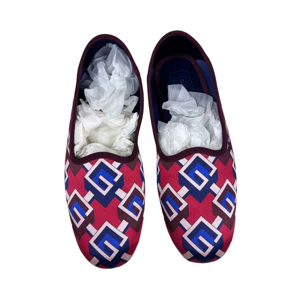 Gucci Satin GG Block Red Blue Monogram Slippers
